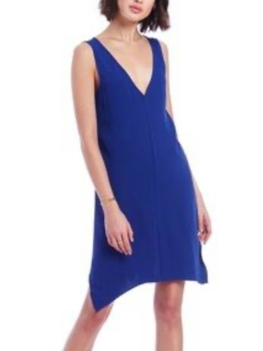 AMANDA UPRICHARD Royal Blue Monty Sleeveless Asymmetrical Hem Dress Size Medium